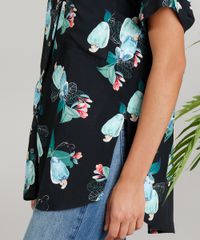 Camisa-Feminina-Ampla-Dress-To-Estampada-de-Caju-com-Bolso-Manga-Curta-Preta-9235167-Preto_4