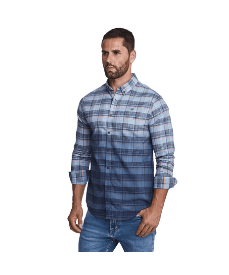 Camisa Masculina Xadrez Azul Logo Bordada Convicto - Convicto