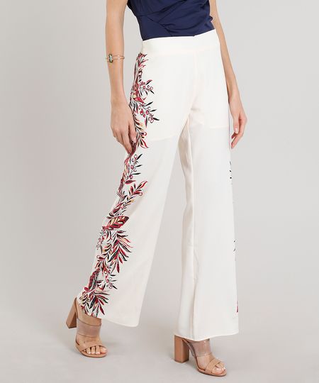 Calca-Feminina-Pantalona-com-Estampa-de-Folhas-Bege-Claro-9243906-Bege_Claro_1