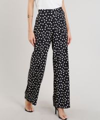 Calca-Feminina-Pantalona-Estampada-de-Poas-Preta-9243905-Preto_1