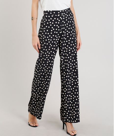 Calca-Feminina-Pantalona-Estampada-de-Poas-Preta-9243905-Preto_1