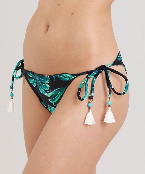 Biquini-Calcinha-Tanga-Levanta-Bumbum-Estampada-de-Folhas-com-Protecao-UV50--Preta-9288047-Preto_1