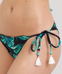 Biquini-Calcinha-Tanga-Levanta-Bumbum-Estampada-de-Folhas-com-Protecao-UV50--Preta-9288047-Preto_4