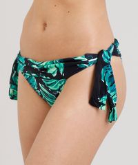 Biquini-Calcinha-Tanga-Estampada-de-Folhas-com-Protecao-UV50--Preta-9286209-Preto_1