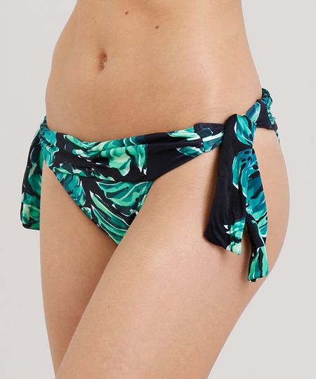 Biquini-Calcinha-Tanga-Estampada-de-Folhas-com-Protecao-UV50--Preta-9286209-Preto_1