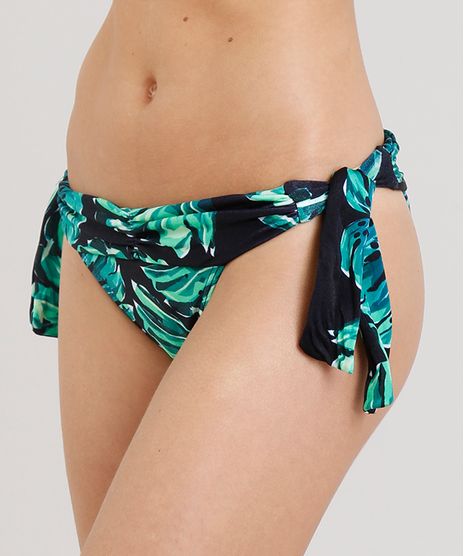 Biquini-Calcinha-Tanga-Estampada-de-Folhas-com-Protecao-UV50--Preta-9286209-Preto_1