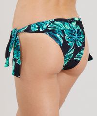 Biquini-Calcinha-Tanga-Estampada-de-Folhas-com-Protecao-UV50--Preta-9286209-Preto_2