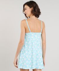 Camisola-Feminina-com-Renda-Estampada-de-Gatinhos-Alca-Fina-Azul-Claro-9188363-Azul_Claro_2