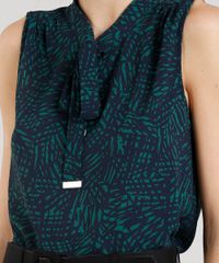 Regata-Feminina-Estampada-de-Folhagem-com-Gola-Laco-Verde-9109063-Verde_4