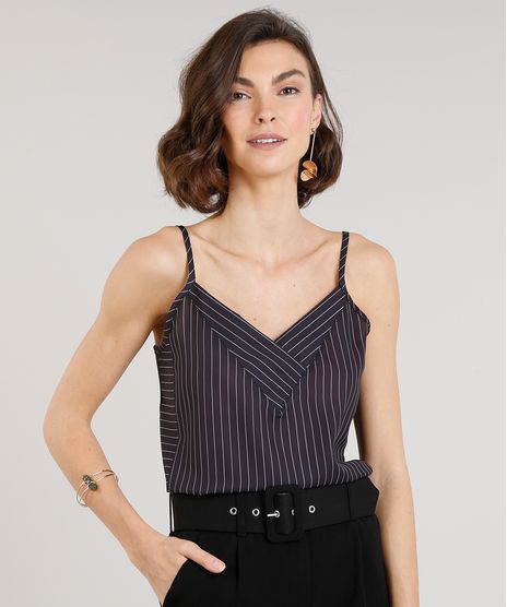 Regata-Feminina-com-Estampa-Risca-de-Giz-Alcas-Finas-Decote-V-Preta-9315954-Preto_1