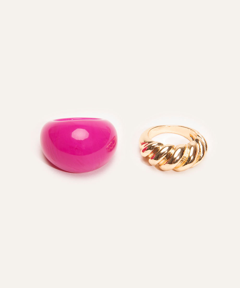 kit de 2 anéis dourado