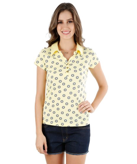 Polo-Estampada-de-Margaridas-Amarelo-Claro-8028318-Amarelo_Claro_1