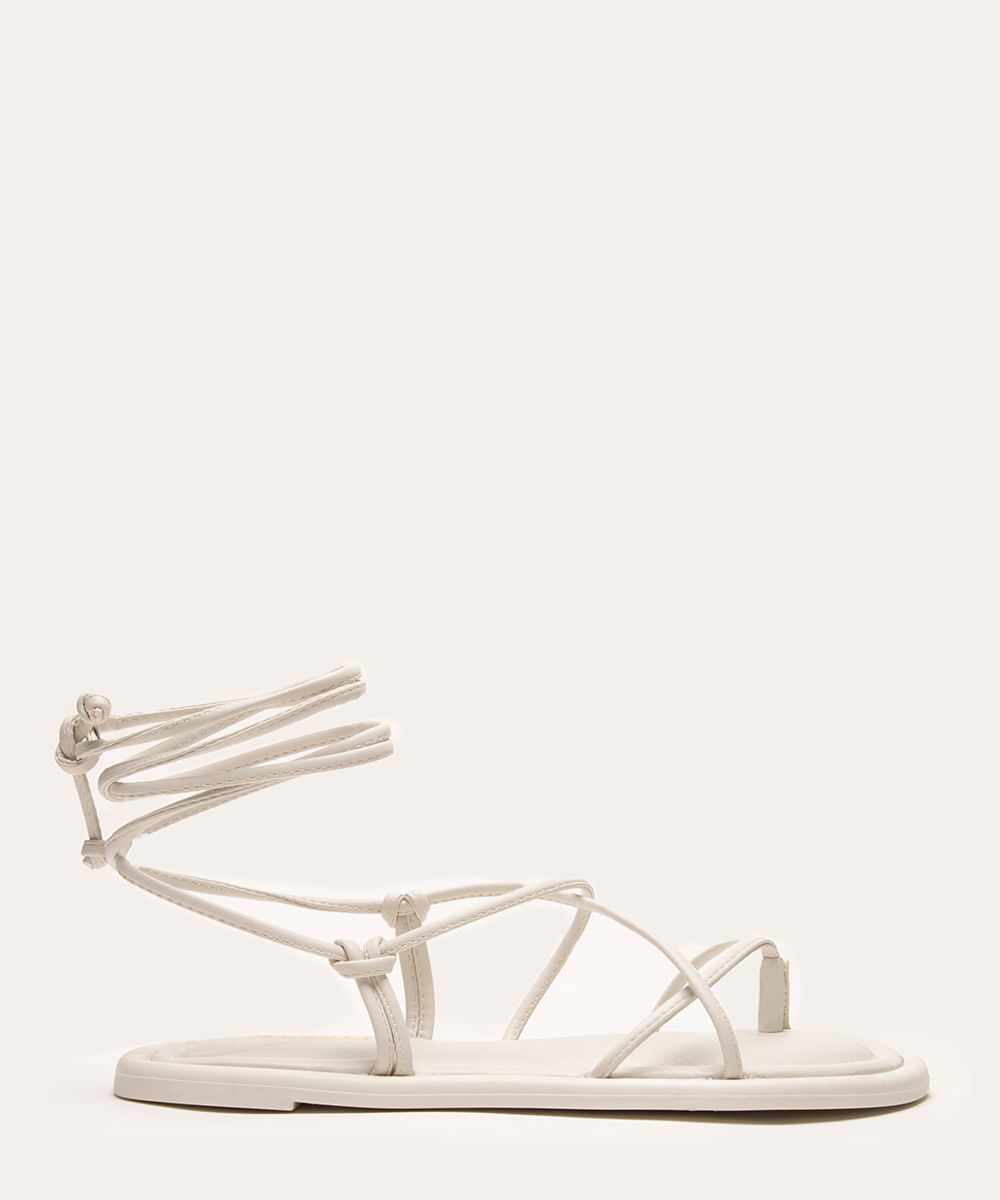 sandália rasteira lace up oneself off white