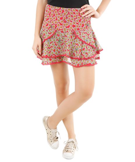Saia-Estampada-de-Margaridas-Vermelha-8090512-Vermelho_1