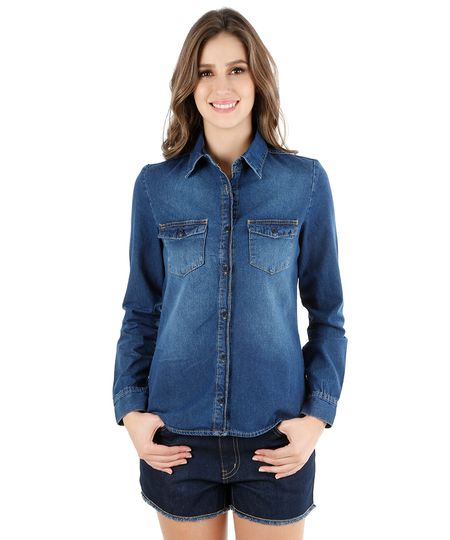 Camisa-Jeans-com-Bolsos-Azul-Escuro-8205018-Azul_Escuro_1 Camisa-Jeans-com-Bolsos-Azul-Escuro-8205018-Azul_Escuro_1