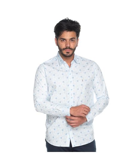 camisa masculina plus size algodão xadrez manga longa casual teodoro  camisaria azul - C&A