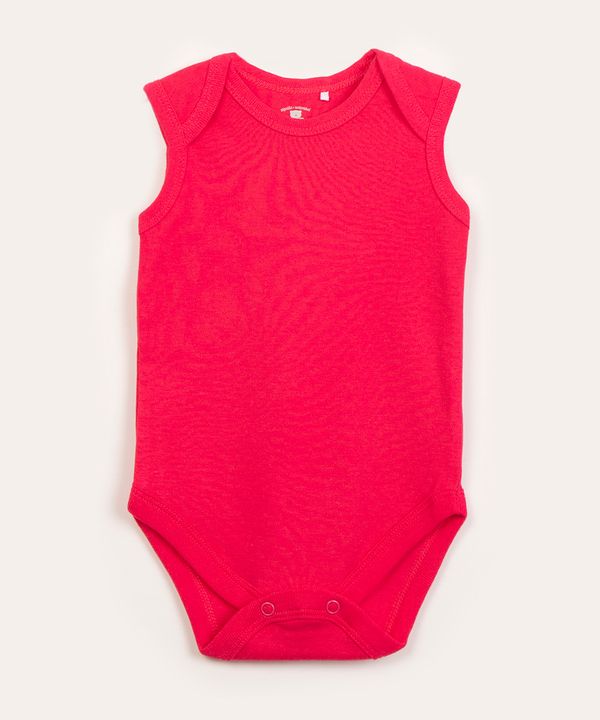 body infantil de algodão sem manga rosa escuro 6-9