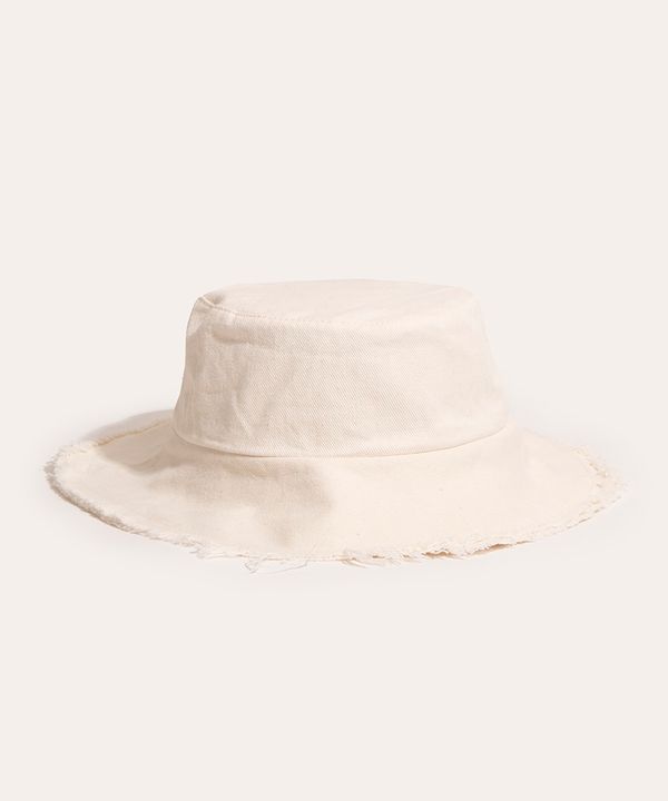 chapéu bucket hat de algodão desfiado off white Único