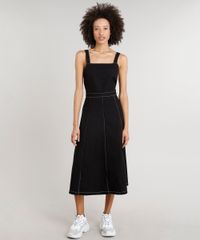 Vestido-Midi-Feminino-Cavado-com-Pesponto-Preto-9378349-Preto_4