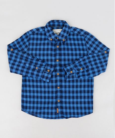 Camisa-Infantil-em-Flanela-Estampada-Xadrez-Manga-Longa-Azul-9187080-Azul_1