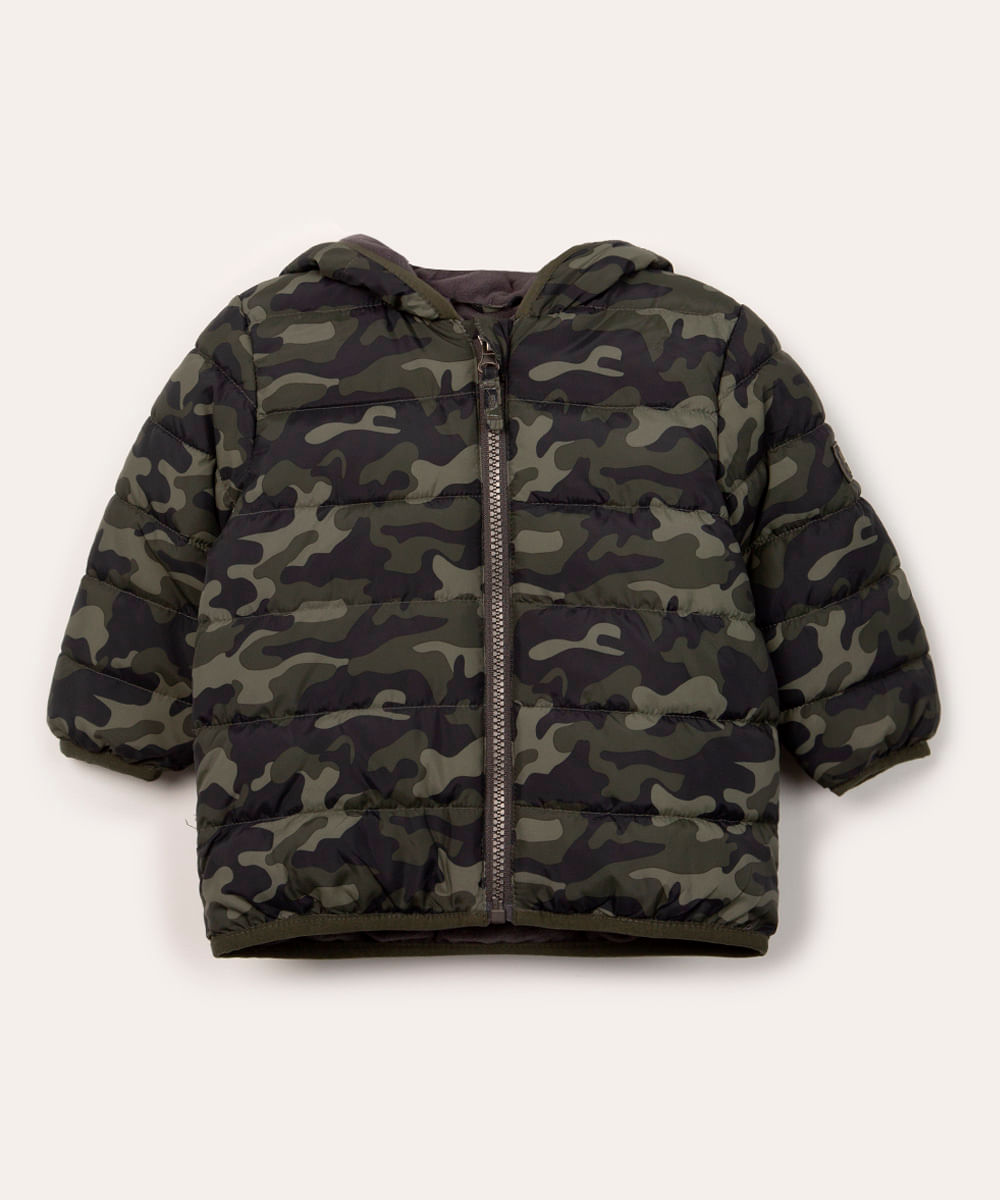 jaqueta bomber infantil camuflada capuz com orelhinhas multicor