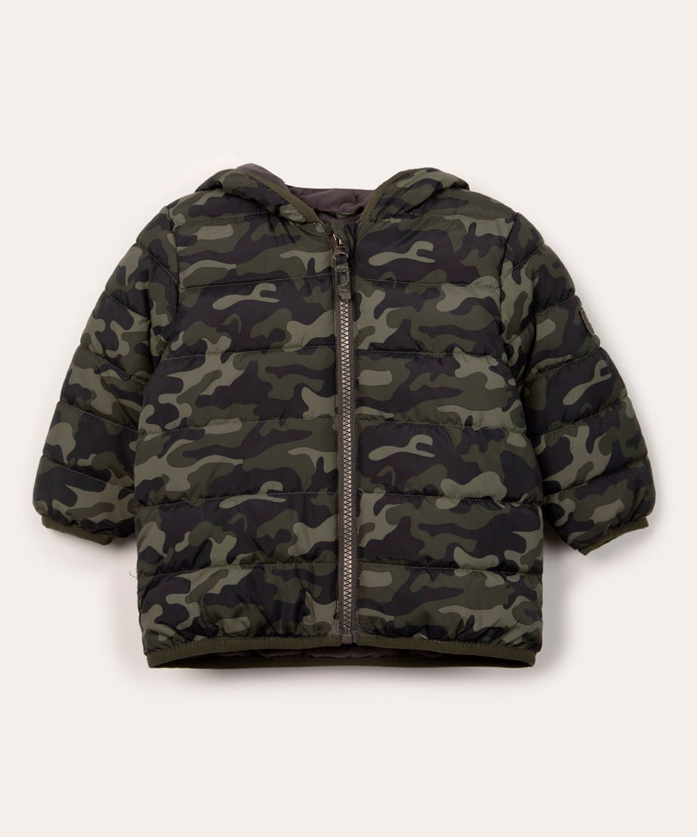 jaqueta bomber infantil camuflada capuz com orelhinhas multicor