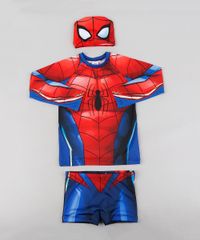 Conjunto-de-Camiseta-de-Praia-Infantil-Homem-Aranha---Sunga---Touca--com-Protecao-UV50--Azul-9231715-Azul_1