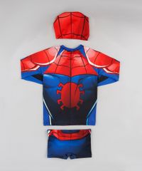 Conjunto-de-Camiseta-de-Praia-Infantil-Homem-Aranha---Sunga---Touca--com-Protecao-UV50--Azul-9231715-Azul_2