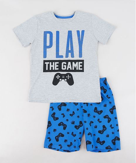 Pijama-Infantil-Video-Game-Manga-Curta-Cinza-Mescla-9288238-Cinza_Mescla_1