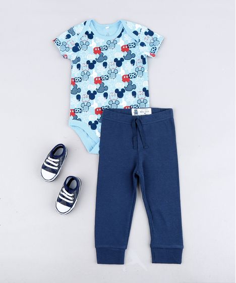 calça de malha azul marinho