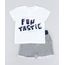 Conjunto-Infantil-de-Camiseta--Funtastic--Manga-Curta-Off-White---Bermuda-Listrada-em-Moletom-Cinza-Mescla-Escuro-9118890-Cinza_Mescla_Escuro_1