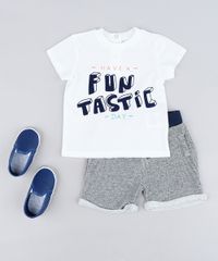 Conjunto-Infantil-de-Camiseta--Funtastic--Manga-Curta-Off-White---Bermuda-Listrada-em-Moletom-Cinza-Mescla-Escuro-9118890-Cinza_Mescla_Escuro_3