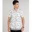 Camisa-Masculina-Estampada-de-Folhagens-com-Bolso-Manga-Curta-em-Linho-Branca-9334905-Branco_1