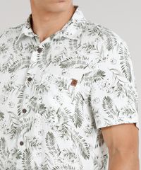 Camisa-Masculina-Estampada-de-Folhagens-com-Bolso-Manga-Curta-em-Linho-Branca-9334905-Branco_4