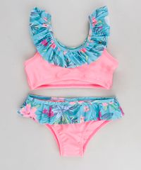 Biquini-Infantil-com-Estampa-Floral-e-Protecao-UV50--Rosa-Neon-9280960-Rosa_Neon_1
