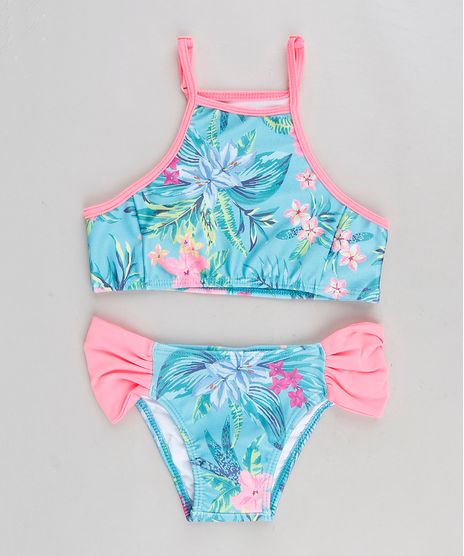 Biquini-Infantil-Estampado-Floral-com-Protecao-UV50--Verde-Agua-9280965-Verde_Agua_1