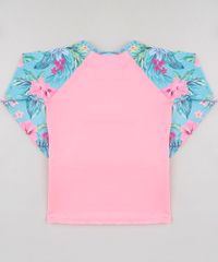 Blusa-de-Praia-Infantil-com-Estampa-Floral-Manga-Longa-com-Protecao-UV50--Rosa-Neon-9280962-Rosa_Neon_2