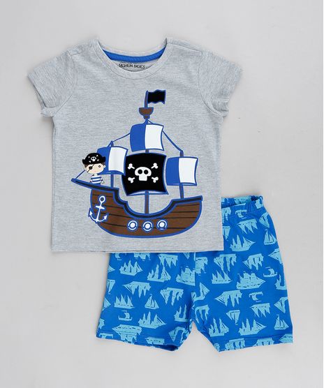 Pijama-Infantil-Pirata-Manga-Curta-Cinza-Mescla-9288239-Cinza_Mescla_1