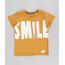 Camiseta-Infantil--Smile--com-Pelo-Manga-Curta-Gola-Careca-Mostarda-9302525-Mostarda_1