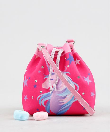 Bolsa-Infantil-Estampada-de-Unicornio---Elasticos-de-Cabelo-Pink-9239122-Pink_1