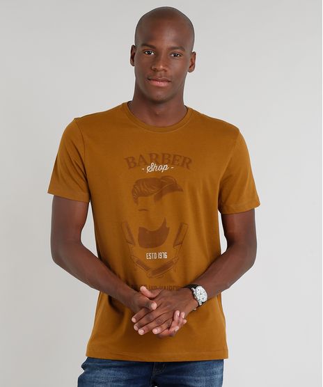 Camiseta-Masculina--Barber-Shop--Manga-Curta-Gola-Careca-Caramelo-9265807-Caramelo_1