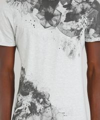 Camiseta-Masculina-Slim-Fit-com-Estampa-de-Flores-Manga-Curta-Gola-Careca-Cinza-Mescla-Claro-9310125-Cinza_Mescla_Claro_4