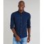 Camisa-Masculina-Slim-Estampada-Mini-Print-de-Folhas-com-Bolso-Manga-Longa-Azul-Marinho-9100384-Azul_Marinho_1