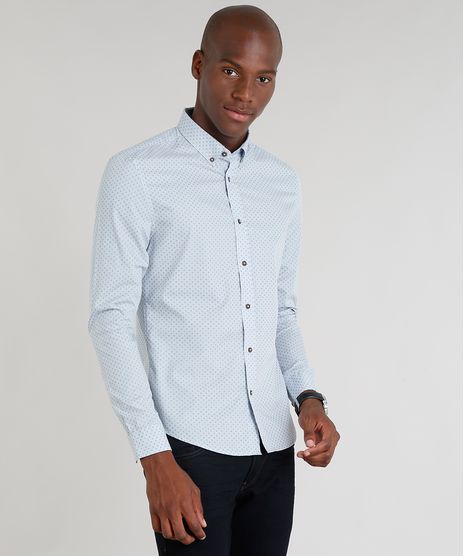 Camisa-Masculina-Slim-Estampada-Mini-Print-Manga-Longa-Azul-Claro-9167870-Azul_Claro_1