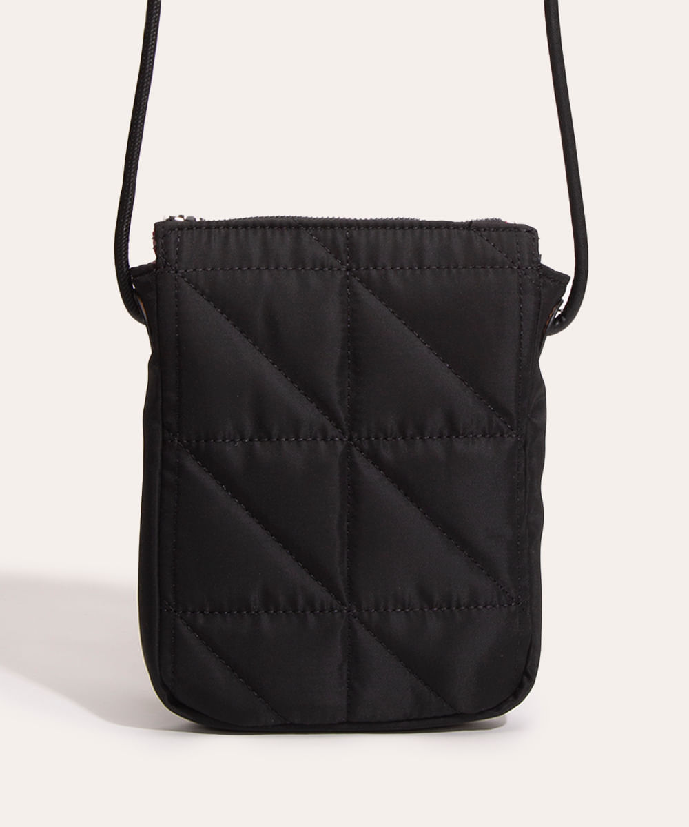 bolsa transversal dupla face matelassê preta