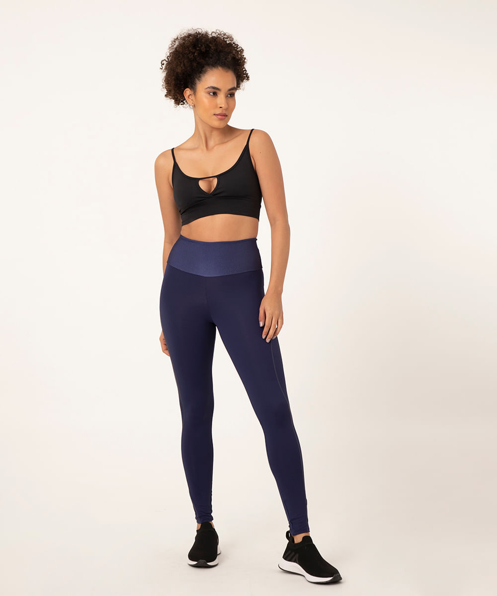 calça legging com recorte texturizado ace azul marinho