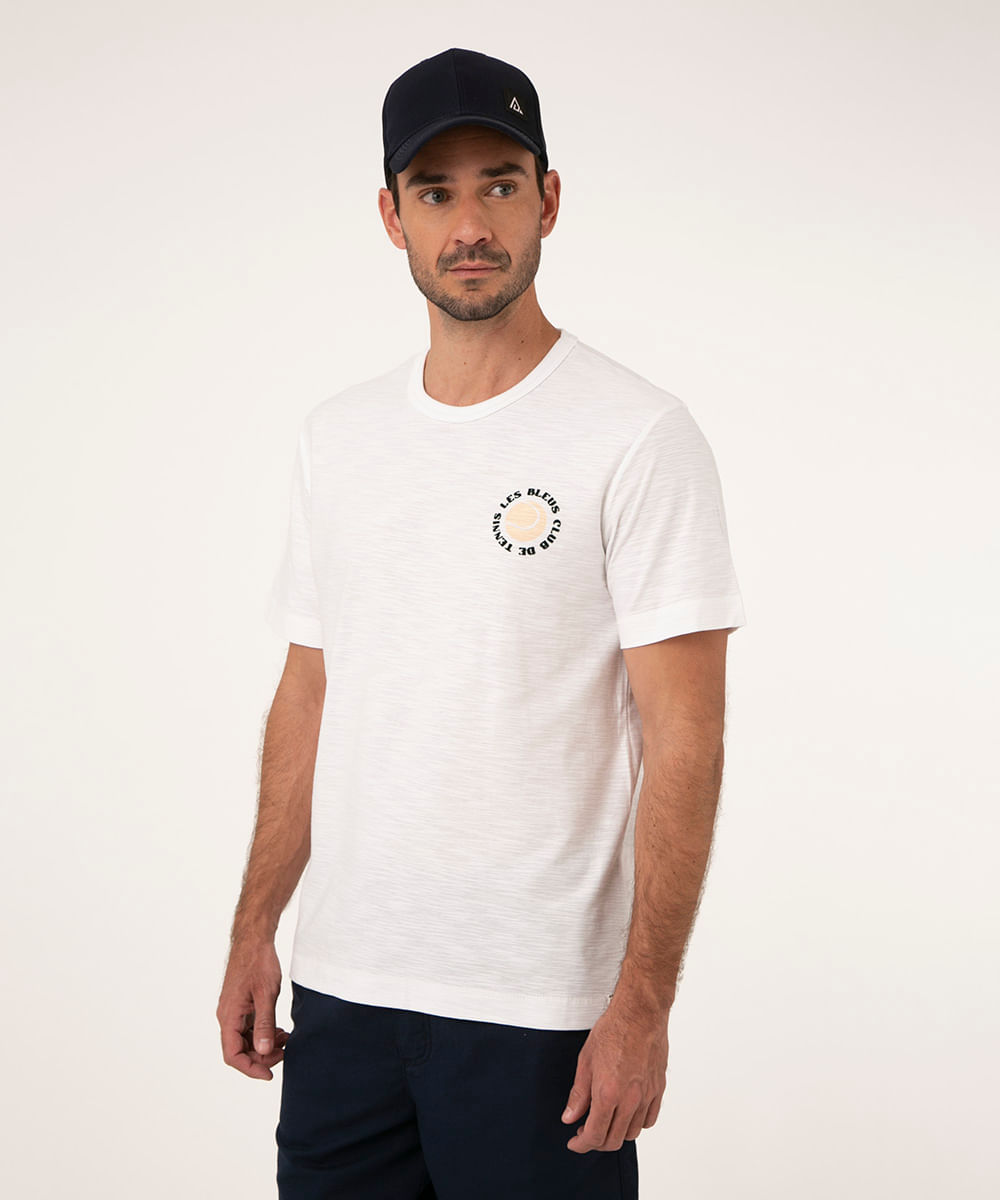 camiseta de algodão mangas curta tennis off white