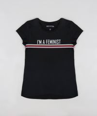 Blusa-Infantil--I-m-a-Feminist--Manga-Curta-Decote-Redondo-Preta-9302147-Preto_1