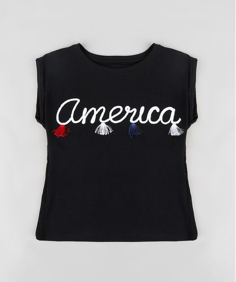 Blusa-Infantil--America--com-Tassel-Manga-Curta-Decote-Redondo-Preta-9302142-Preto_1
