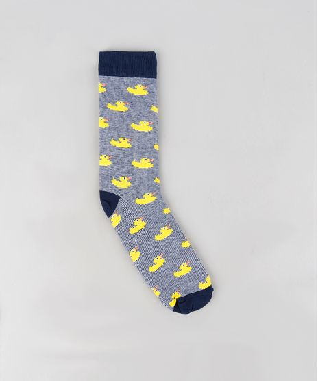 Meia-Masculina-Cano-Alto-Divertida-de-Pato-Azul-Marinho-9309978-Azul_Marinho_1